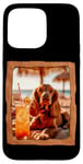 Coque pour iPhone 15 Pro Max Vibes de plage pour chien avec cocktail et détente