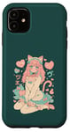 Coque pour iPhone 11 Anime Cat Girl Manga Hearts Kawaii Cute Holiday Valentines