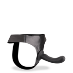 Gode harnais noir silicone doux courbé 15,0cm