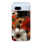 Coque pour Pixel 7A fleur blanche et noire