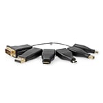 Nedis HDMI™ Adapter | DisplayPort Han / DVI-D 24 + 1-pin han / HDMI™ Micro-stik / HDMI™ Mini-stik / Mini DisplayPort han / USB-C™ Han | HDMI ™ -udgang | Guldplateret | Lige | PVC | Sort | 1 stk. | Box