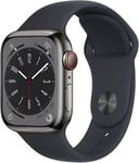 Apple Watch Series 8 Gps + Cellular, 41mm Graphite Stainless Steel Case With Midnight Sport Band