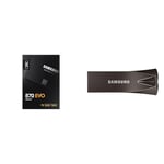 Samsung SSD 870 EVO, 2 TB, Form Factor 2.5 Inch, Intelligent Turbo Write, Magician 6 Software, Black & flash drive Titanium Gray 256 GB