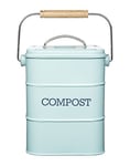 Kitchencraft Living Nostalgia Metal Kitchen Compost Bin, Duck Egg Blue