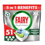 Fairy PlatinumAll-In-1 Dishwasher Tablets Bulk, 51 Tablets, Original, XL Pack, With Greasy Filter & Rinse Aid Action