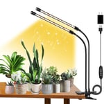 FRGROW Lampe Horticole LED, Lampe De Croissance, 3000k/5000k/660nm Lampe Horticole Spectre Complet, Lampe Plante D'Intérieur à Clipser Avec Led Blanches Rouges 2 Têtes