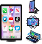 Wireless Carplay Android Auto Portable Autoradio Avec Vidéo Super Link, 8 Pouces Rotatif Écran Tactile Portable Autoradio Airplay/Android Cast/Bluetooth Double/Émetteur Fm/Commande[YIN145350]