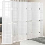 Room Divider 6 Panels White Solid Wood Paulownia vidaXL