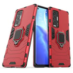 TenDll Case for Oppo Find X3 Neo,TPU&PC Hybrid Armor Case Removable 2 in 1 Rugged Double Case,Built-in Kickstand, Cover for Oppo Find X3 Neo -Red