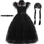 Girls Wednesday Dress - Addams Family Halloween Costume for Kids' Cosplay