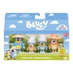 Pack 4 Figurines Bluey La Famille de Bluey en voyage