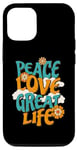 Coque pour iPhone 13 Peace Love Great Life Costume hippie paix amour