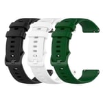 OcioDual Pack de 3 bracelets de montre Silicone, 18mm, Smartwatch avec dégagement rapide, Compatible avec Amazfit, Garmin, Samsung Galaxy Watch, Universel, Noir/Blanc/Vert armée