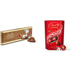 Lindt Swiss Milk Chocolate and Crunchy Hazelnut Gold Bar 300 g & Lindor Milk Chocolate Truffles Box - The Ideal Gift - Chocolate Balls with a Smooth Melting Filling, 200 g