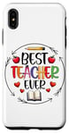 Coque pour iPhone XS Max Best Teacher Ever Crayon Apple Heart Book