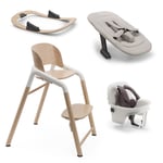 bugaboo Barnestol Giraffe base Nøytral Wood/ White med hoppestativ, nyfødtsett og babysett Giraffe