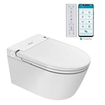 Nashi - Toilette japonaise | Toilette avec bidet | Eau Chaude, Tasse chauffante et séchage | Ouverture automatique | Suspendue au sol | Télécommande et panneau | WC japonais intelligent | EOS Pro