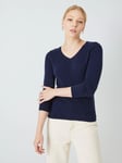 John Lewis Cashmere Rib Trim V-Neck Sweater