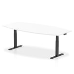 High Gloss 2400mm Writable Boardroom Table White Top Black Height Adjustable Leg