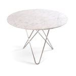 OX Denmarq - O Dining Table Ø100 Stainless Steel/White Marble - Spisebord - Dennis Marquart - Hvit - Metall/Stein