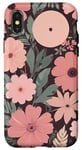 Coque pour iPhone X/XS Orange Rose Pêche Rétro années 70 Groovy Fleurs de prairie