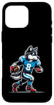 Coque pour iPhone 16 Pro Max Wolf Football américain pour garçons