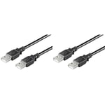 Ewent EC1025 Câble USB 2.0 Type a/a Mâle/Mâle Double Blindage AWG 28 en Cuivre Vitesse de Transfert de Données Jusqu'à 480MBit 3 M Noir (Lot de 2)