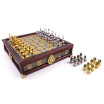 Harry Potter Quidditch Chess Set Silver & Gold Plated - 13in (34cm) Hardwood Chess Board with 4 Hogwarts House Piece Sets - Officially Licensed