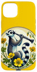 Coque pour iPhone 15 Plus Lemur jouant d'une clarinette Illustration Mignon Band Class Art