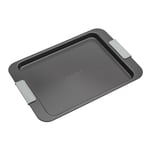 Laura Ashley Non-Stick Baking Tray 33cm, Dishwasher Safe, Oven Safe Baking Tray, Freezer Safe, Bakeware, Sage Green Silicone Handles, Pale Charcoal Tray for Cooking and Baking (PFAO/PFAS Free)