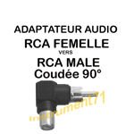 1 Adaptateur RCA Femelle vers RCA Mâle Coudés 90° Capot Plastique