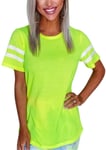 Summer Neon Fluorescent Short Sleeve, Women T-shirt Tops Blouse Sports Running, 2021 Womens Short Sleeve Knit Tops, Womens Loose Casual Short Sleeve T-shirt (green, L)