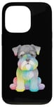 Coque pour iPhone 13 Pro Adorable mini schnauzer miniature coloré Pop Art Tie Dye