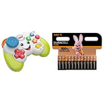 Fisher-Price la Manette de Jeu et d'apprentissage, Version Anglaise, 6 Mois et Plus, FWG12 + Piles alcalines AAA Duracell Plus, 1.5V LR03 MN2400, Paquet de 12