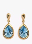 Eclectica Pre-Loved 18ct Gold Plated Pear Swarovski Crystal Drop Earrings, Gold/Turquoise