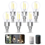 Aigostar Ampoule Connectée Alexa, Ampoule LED E14 Edison, G45 Transparent Ampoule Vintage WIFI, 4.5W 470LM, Blanc Chaud Dimmable 2700K -6500K, Compatible Alexa et Google Home, 6 Unités