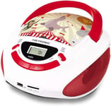 Lecteur CD MP3 enfant avec port USB Circus - Rouge et Blanc