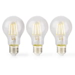 Nedis LED Glödlampa E27 | A60 | 7 W | 806 lm | 2700 K | Dimbar | Varm Vit | Retrostil | 3 st