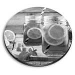 Round MDF Magnets - BW - Iced Tea Lemonade Ice Drink Cafe #37462