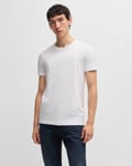 Hugo Round Mens Two-Pack of Slim-Fit T-Shirts in Stretch Cotton NOS - White - Size Medium