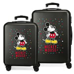 Disney Have a good day Mickey Black Luggage Set 55/68 cm Rigid ABS Combination Lock 104 Litre 4 Double Wheels Hand Luggage