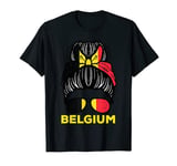 Belgium Flag Belgian Hairbun Football Soccer Fan Women T-Shirt