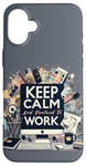 Coque pour iPhone 16 Plus Restez calme et faites semblant de travailler, drôle, collègue de bureau, pastel