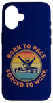 Coque pour iPhone 16 Born To Race Kart Forcé de travailler Rétro Vintage Kart Racing