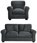 Argos Home Taylor Fabric Chair & 2 Seater Sofa - Grey