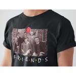 Svart skräckfilm t-shirt Pennywise Jason Jigsaw & friends horror S