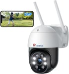 5MP Caméra Surveillance WiFi Extérieure, 2,4Ghz/5Ghz WiFi PTZ Camera IP 2880X1620P Couleur Vision Nocturne,Détection Humaine Auto Suivi, Audio Bidirectionnel,IP66