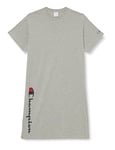 Champion Women's Legacy Icons W-Relaxed Vertical Logo S/S Crewneck Casual Dress, Light Melange Grey, XL