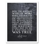 Acts 17:11 They Received The Message With Great Eagerness Christian Bible Verse Quote Scripture Typography Art Print Framed Poster Wall Decor 12x16 in