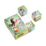 Janod Enfant et Bébé en Carton-Thème Ferme-9 Cubes et 6 Puzzles Possibles-Jouet d'Eveil et Premier Age-Apprentissage Motricité Fine-Peinture à l'eau-Dès 2 Ans, J03329, Multicolore